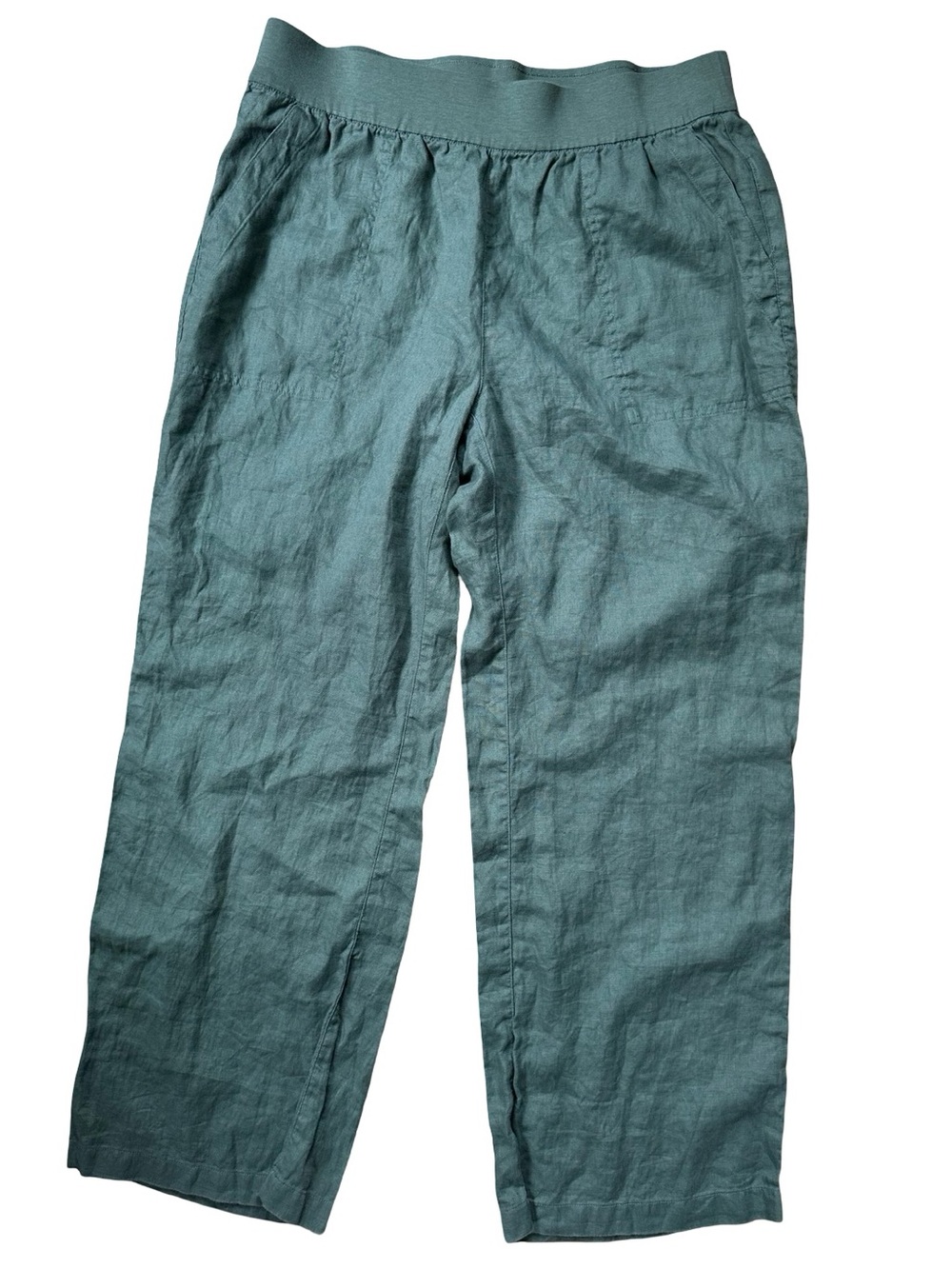 Lands' End Linen Pull On Flowy Pants Sage Green Sz 16